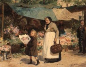 Le Marche Aux Fleurs by Victor Gabriel Gilbert