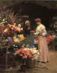 Marche Aux Fleurs De La Madeleine: L'embarras Du Choix by Victor Gabriel Gilbert