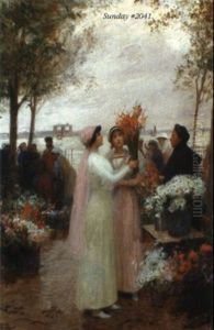 Marchande De Fleurs by Victor Gabriel Gilbert