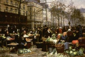 Le Marche Aux Legumes by Victor Gabriel Gilbert