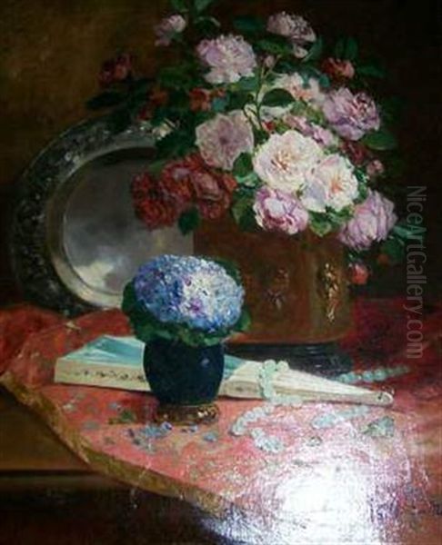 Composition Aux Fleurs Et A L'eventail - view 1