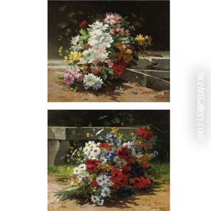Bouquets Of Flowers (pair) by Charles Gilbert-Martin