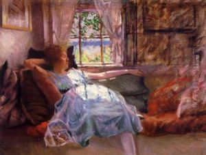Young Woman Resting At Roadside by William Wallace Gilchrist