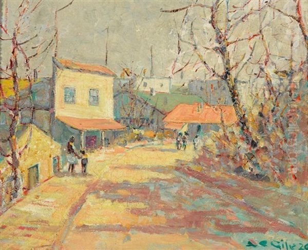 Sun-washed Street With Figures Strolling, Thought To Be Tiburon - view 1