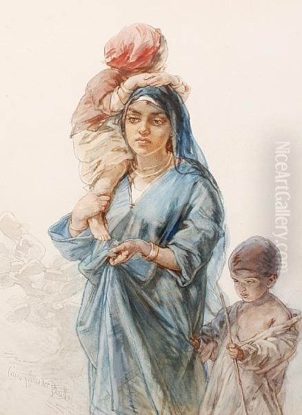 An Egyptian Mother And Her Children - view 1