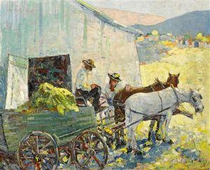 Wagon Team And Barn by Selden Connor Gile