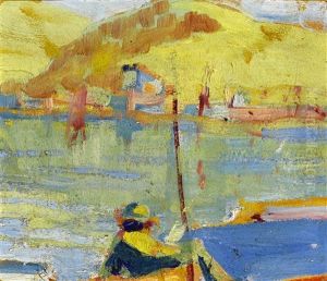 Figure With Red Pole, Lagoon Abstract Figure With Red Pole, Lagoon Abstract