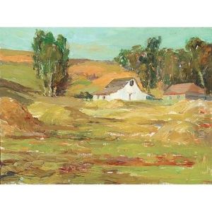 A Barn In A Landscape With Trees In The Background A Barn In A Landscape With Trees In The Background