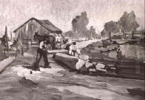 Men Working On A Ranch by Selden Connor Gile