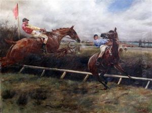 Jockeys At The Fence by Geoffrey Douglas Giles
