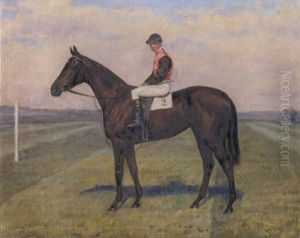 "foliation": A Chestnut Horse With Jockey Up by Geoffrey Douglas Giles