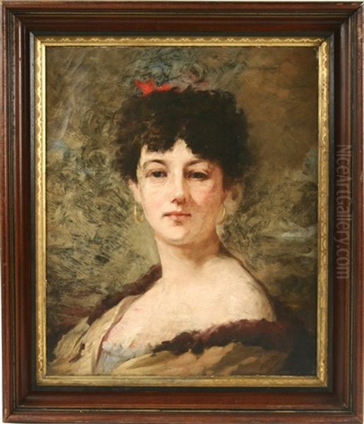 Portrait Of A Woman With Gold Hoop Earrings - view 1