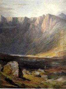 Scottish Loch With Figure And Dogs Scottish Loch With Figure And Dogs