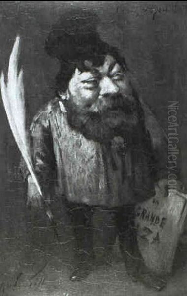 Caricature Of An Artist With A Quill - view 1