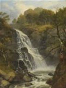 A Fall On The River Cain, North Wales by Edmund Gill