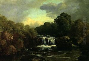 Flusslandschaft Mit Katarakt An Einem Fruhlingstag by Edmund Gill