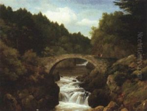 Bridge And Waterfall, River Briar, Blair Atholl, Scotland by Edmund Gill