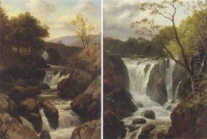 Welsh Waterfall Scene by Edmund Gill