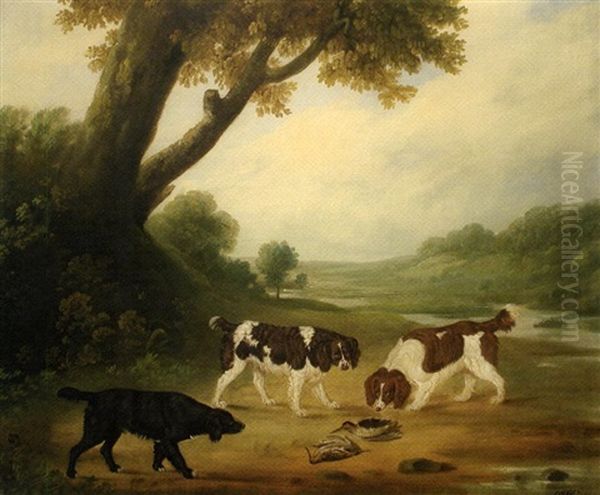 Three Spaniels With The Day's Catch - view 1