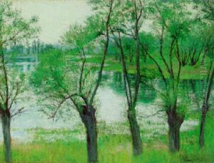 Trees Before A Pond by Mariquita Gill
