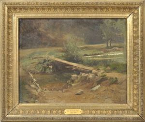 Landschaft Mit Baumbrucke Uber Bachlauf In Der Umgebung Von Dresden by Christian Friedrich Gille