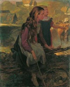 Zwei Kinder Am Weidezaun by Christian Friedrich Gille