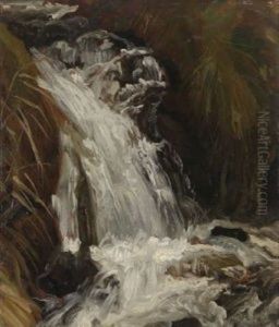 Gischtender Wasserfall by Christian Friedrich Gille