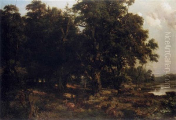 Waldlandschaft Mit Ruhendem Wild - view 1