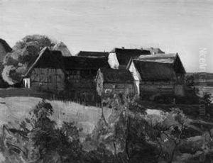 Im Plauenschen Grund - Sommerliches Dorf Mit Fachwerkscheunen Zwischen Feldern by Christian Friedrich Gille