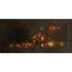 Still Life Of Fruit And Shellfish On A Shelf