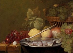 Stillleben Mit Zitronen, Trauben, Einer Pfeife Und Filetiertem Fisch by Jan Pauwel Gillemans The Elder