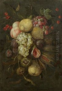 Fruchtestillleben Mit Trauben, Zitronen Und Kastanien