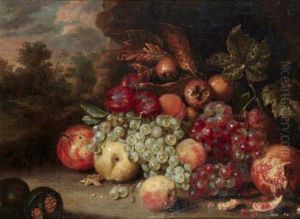 Nature Morte Aux Raisins, Pommes Et Grenades
