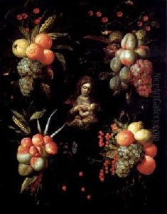 Madonna Mit Kind, Gerahmt Von Einer Steinernen Kartusche