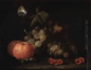 Nature Morte Aux Fruits: Cerises, Raisins Et Papillon Nature Morte Aux Fruits: Cerises, Raisins Et Papillon