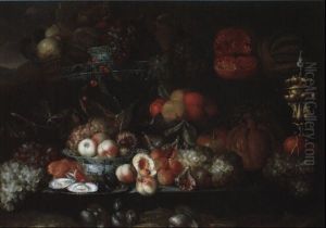 Nature Morte De Fruits, Hanap Et Pieces De Porcelaine