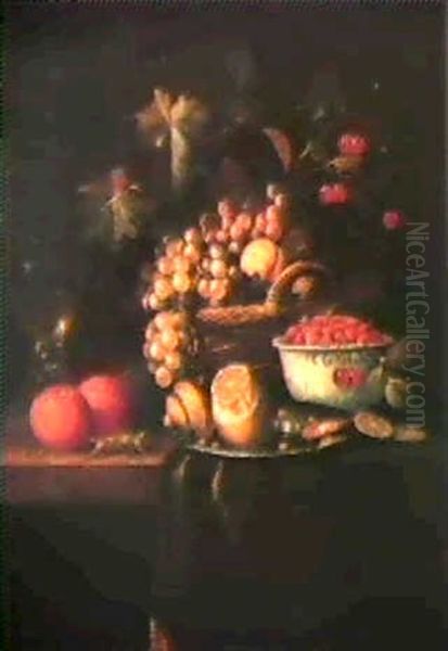 Nature Morte Aux Fruits Disposes Sur Un Tapis Recouvrant Un Entablement - view 1