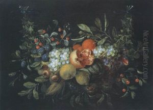 Fruchtegirlande Mit Granatapfeln, Limonen Und Feigen by Jan Pauwel Gillemans the Younger