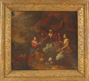 Flower And Vegetable Sellers by Jan Pauwel Gillemans the Younger