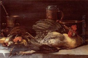 Nature Morte De Gibier, Volailles Et Ustensiles De Cuisine by Jan Pauwel Gillemans the Younger