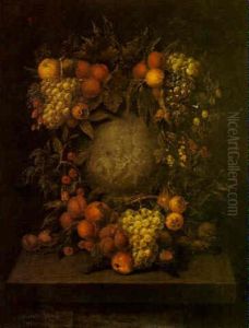 A Still Life Of Fruit And Nuts Encircling An Urn by Jan Pauwel Gillemans the Younger