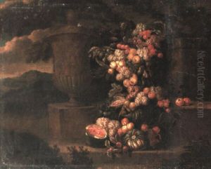 Landscape With A Garland Of Flowers And Fruit Beside An Urn Landscape With A Garland Of Flowers And Fruit Beside An Urn