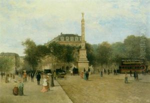 A View Of The Place De La Bastille by Frederic Gillet