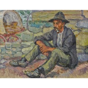 Ruhender Bauer Mit Pfeife by Eugene Gilliard