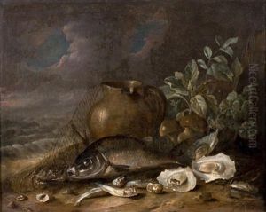Nature Morte De Poissons Et Crustaces by Jakob Gillig