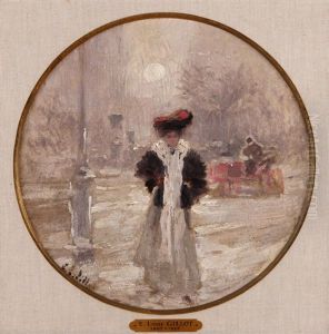 Elegante Sous La Neige by Eugene Louis Gillot
