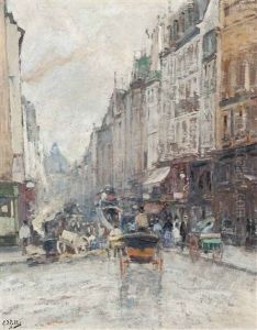 Rue De Seine, Towards The Grand Palais, Paris by Eugene Louis Gillot