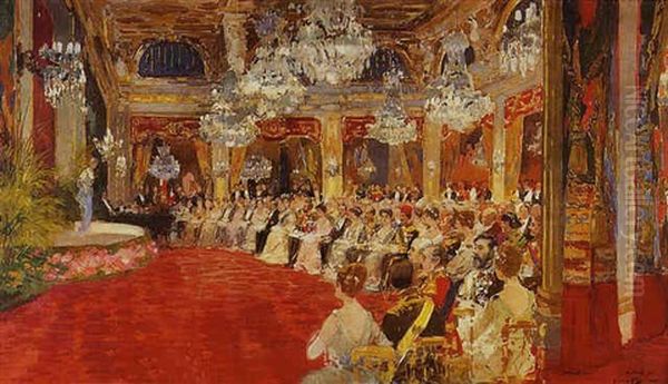 Paris, Soiree De Gala Lors De La Visite Du Roi George V D'angleterre Au President Raymond Poincare - view 1