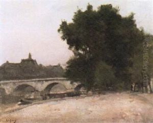 Au Bord Du Seine by Eugene Louis Gillot