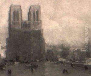 Parisermotiv Med Udsigt Til Notre Dame by Eugene Louis Gillot